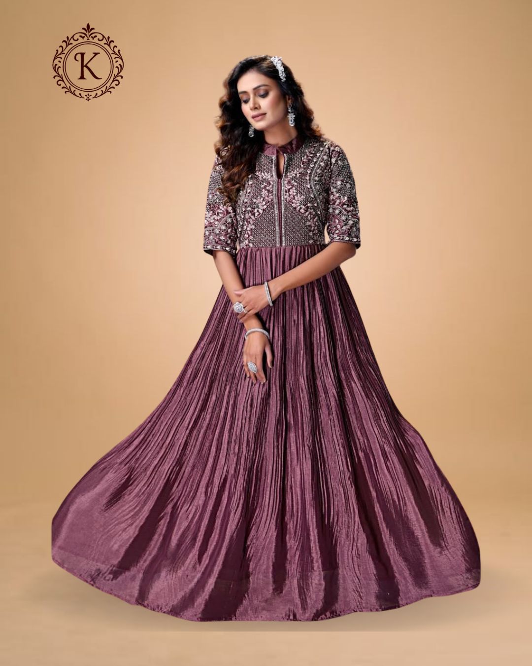Plum Mauve Embellished Gown