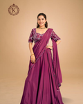 Plum Purple Mirror Embroidered Lehenga