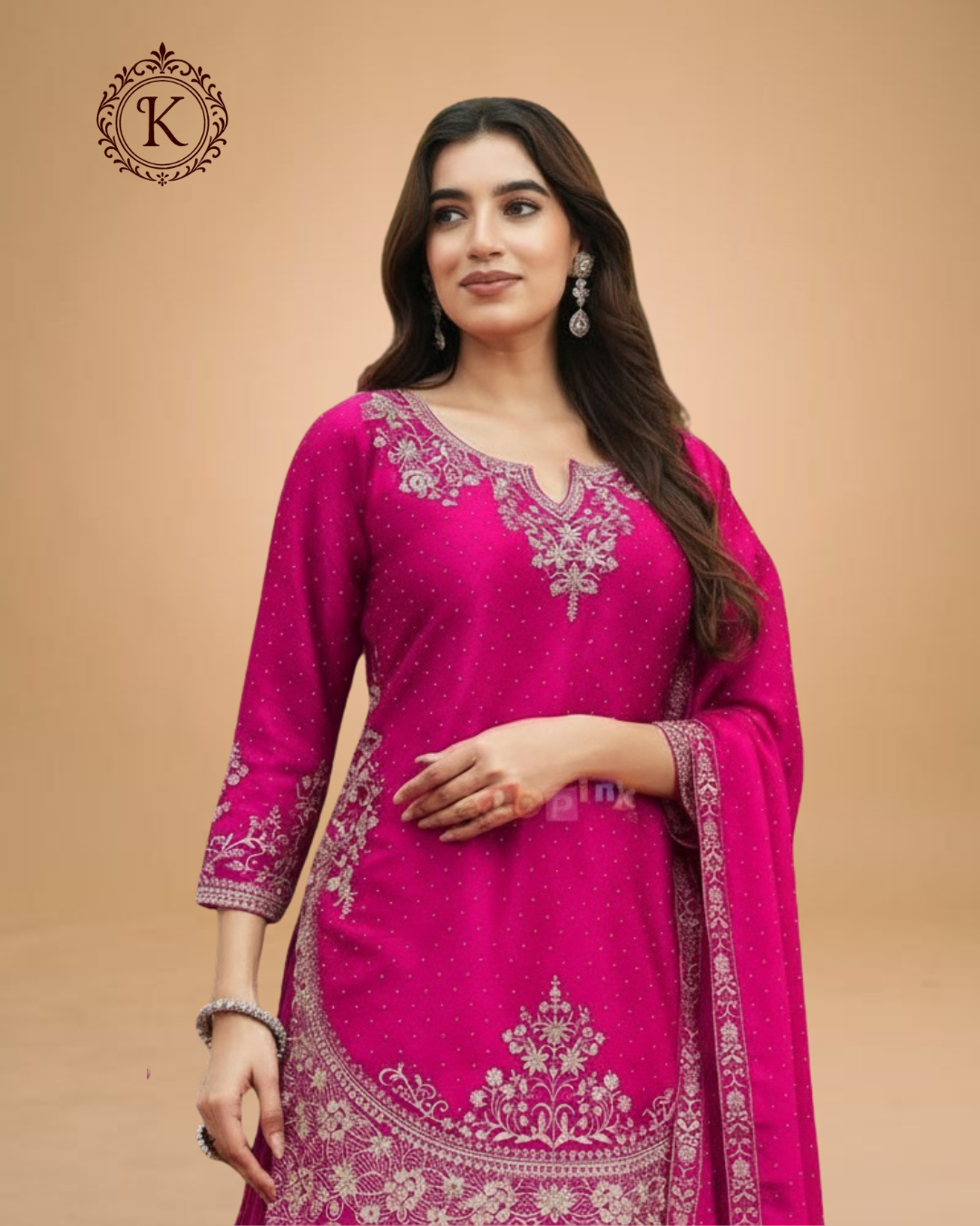 Rani Pink Zari Embroidered Gharara Lehenga