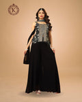 Indo Western Monochrome Embroidered Jacket Palazzo Set