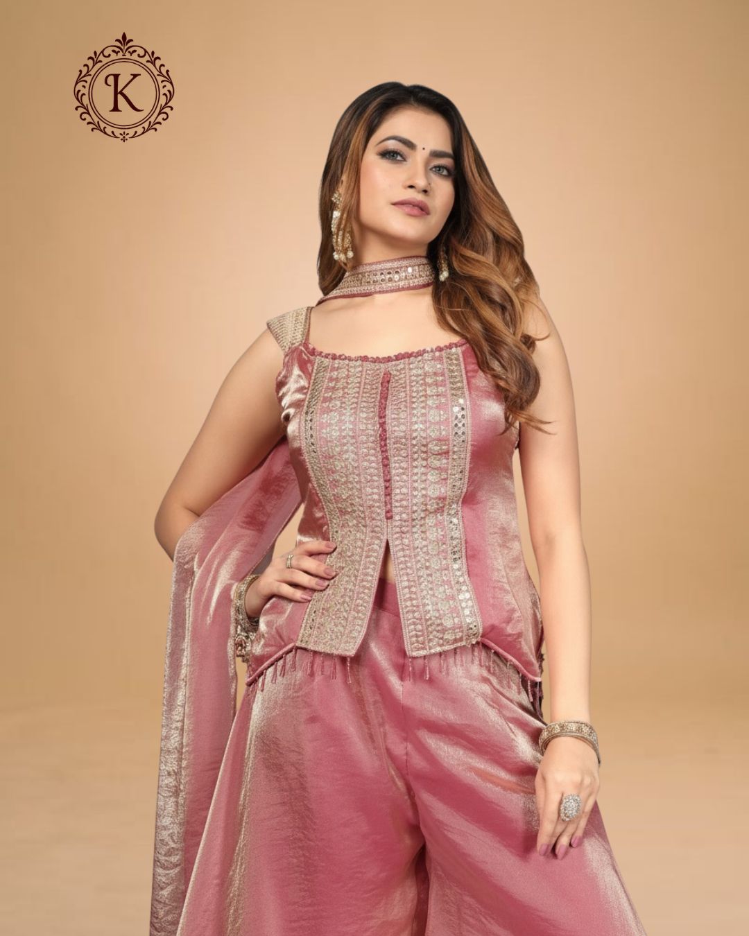 Magenta Multi-Panel Cotton Suit Set