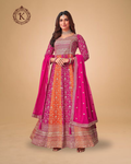 Pink-Orange Embroidered Anarkali Gown