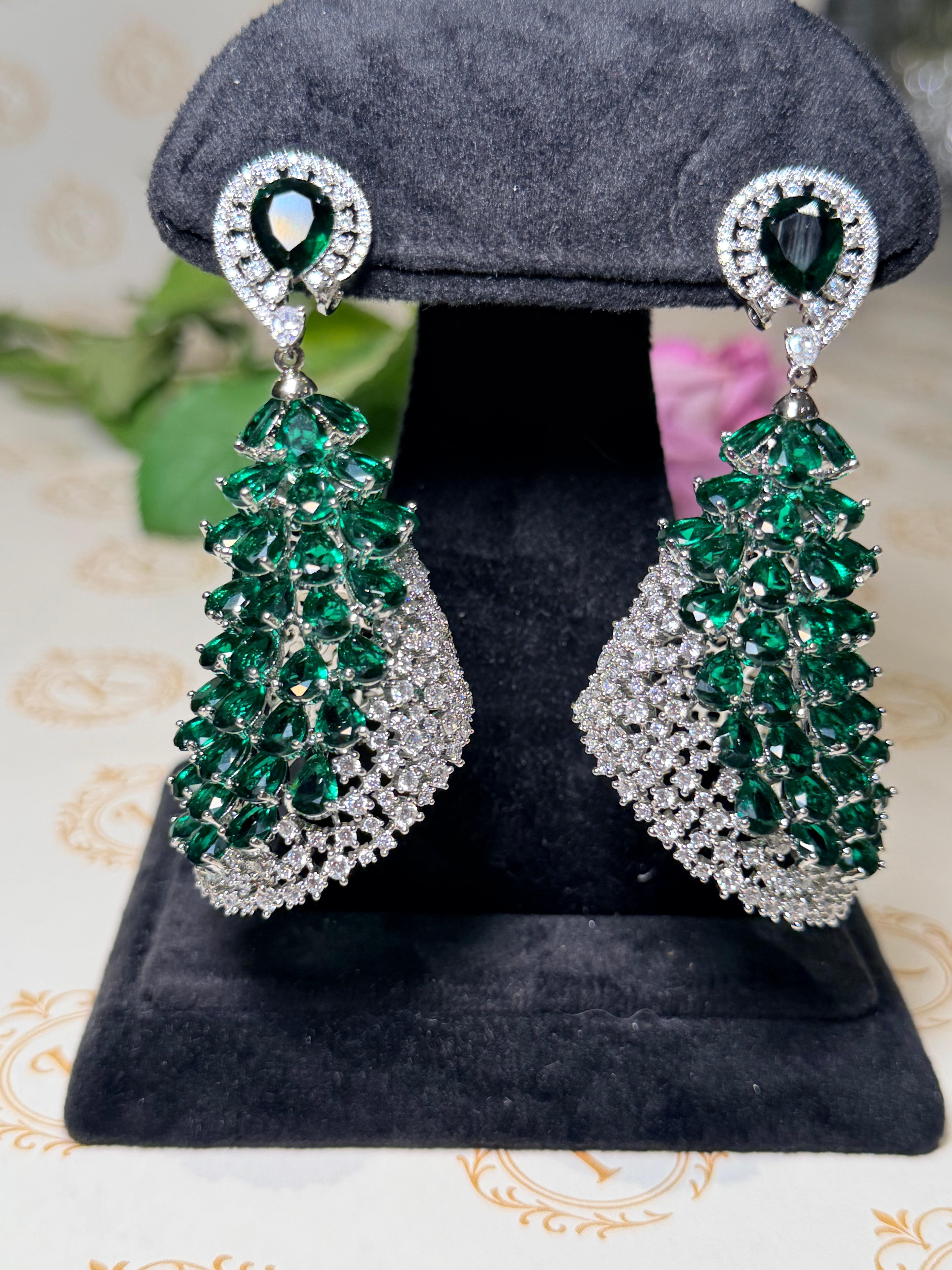 Emerald Cascade Statement Earrings