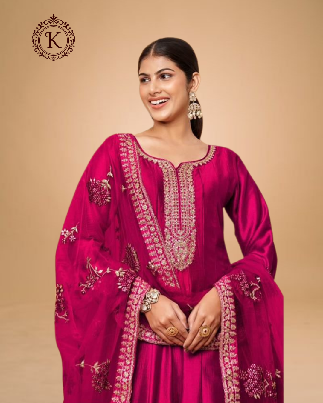 Magenta Embroidered Anarkali Suit with Dupatta