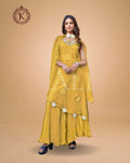 Indo Western Mustard Yellow Palazzo Set