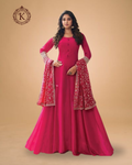 Solid Pink Embroidered Anarkali Set
