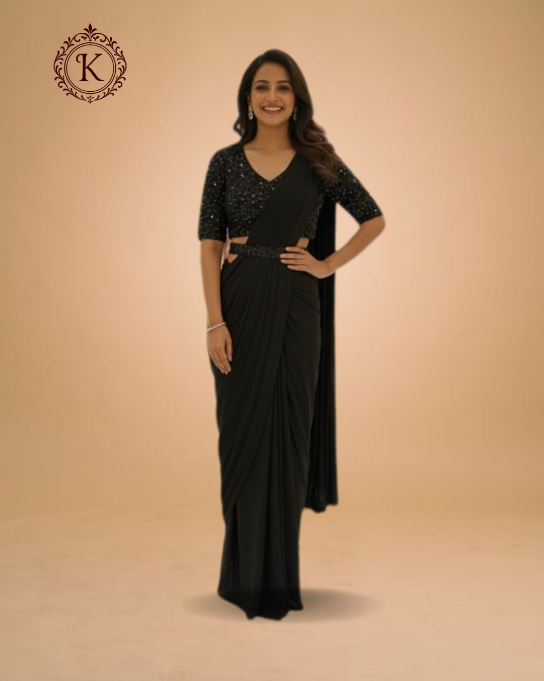 Black Sequin Embroidered Saree