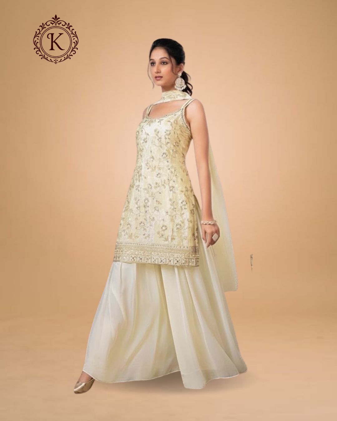 Ivory Gold Heavy Sequin Suit