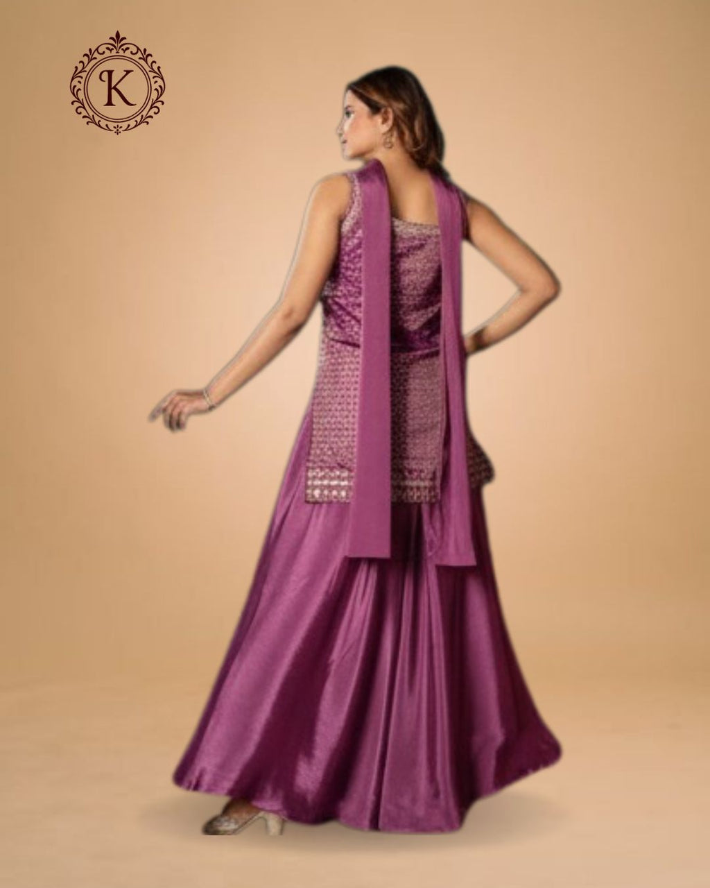 Deep Raspberry Metallic Patti Palazzo Suit