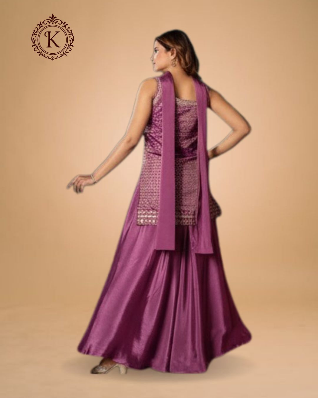 Deep Raspberry Metallic Patti Palazzo Suit