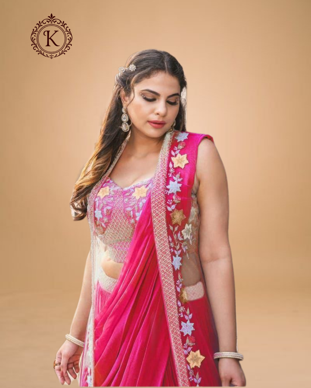 Fuchsia Pink Embroidered Lehenga