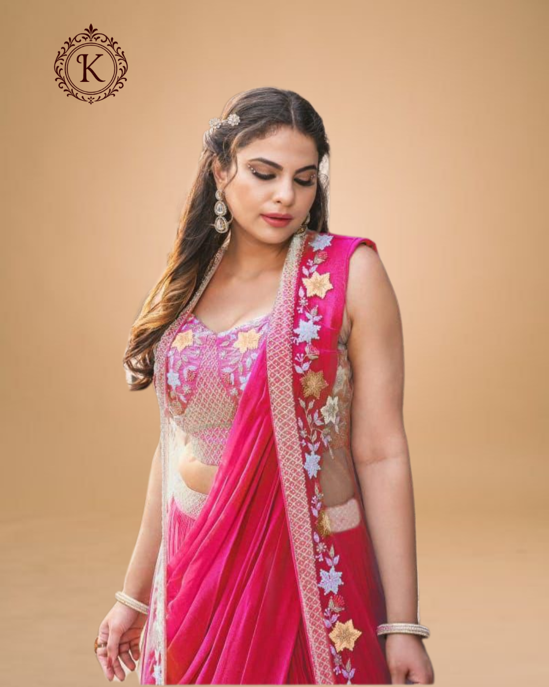 Fuchsia Pink Embroidered Lehenga
