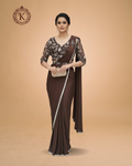 Chocolate Brown Sequin Lace Saree with Statement Blouse