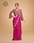 Magenta Embroidered Jacket Saree