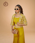 Mustard Yellow Indo-Western Jacket Palazzo Set