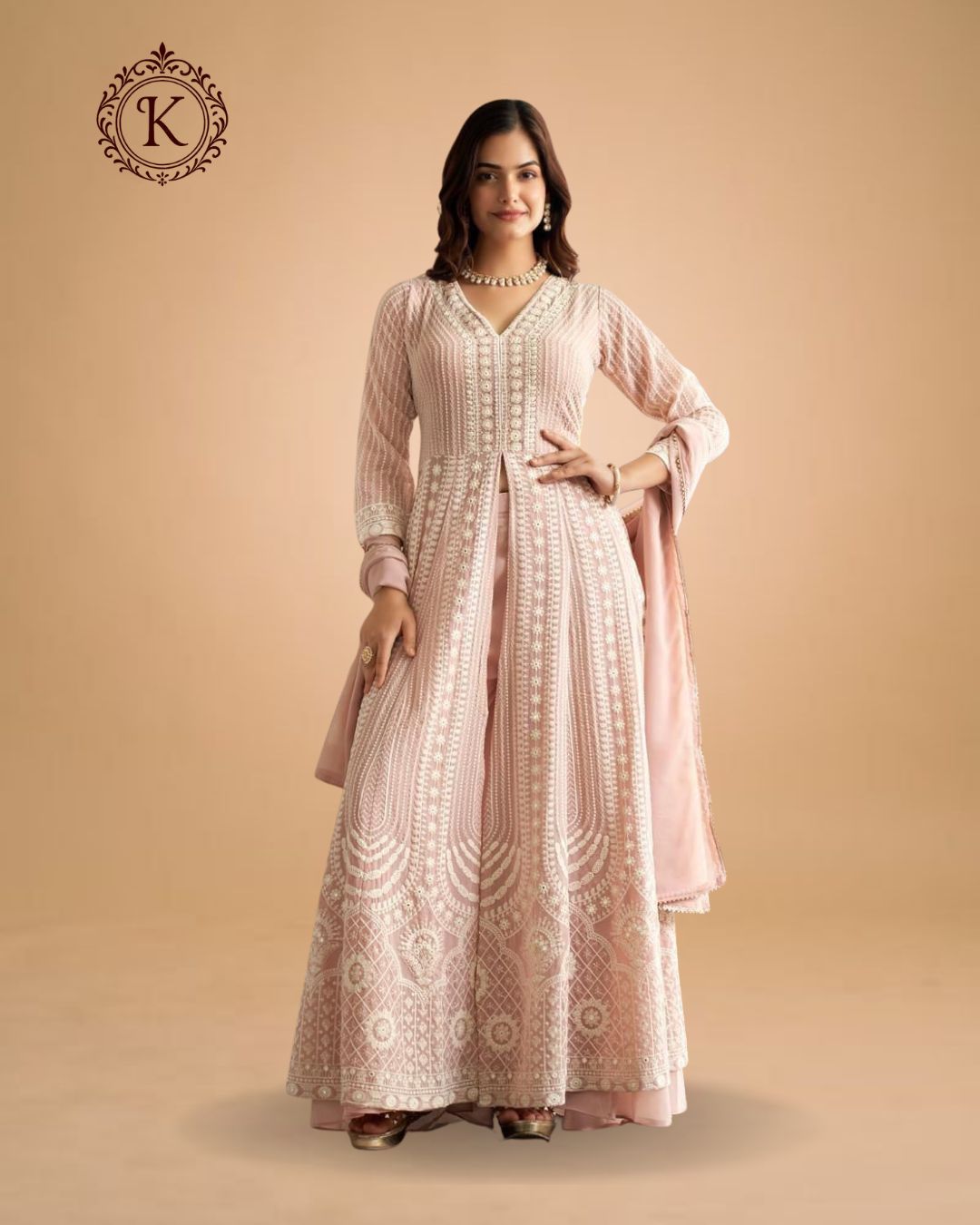 Indo Western Dusty Rose Panel Set