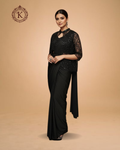 Black Sequin Embellished Jacket Saree