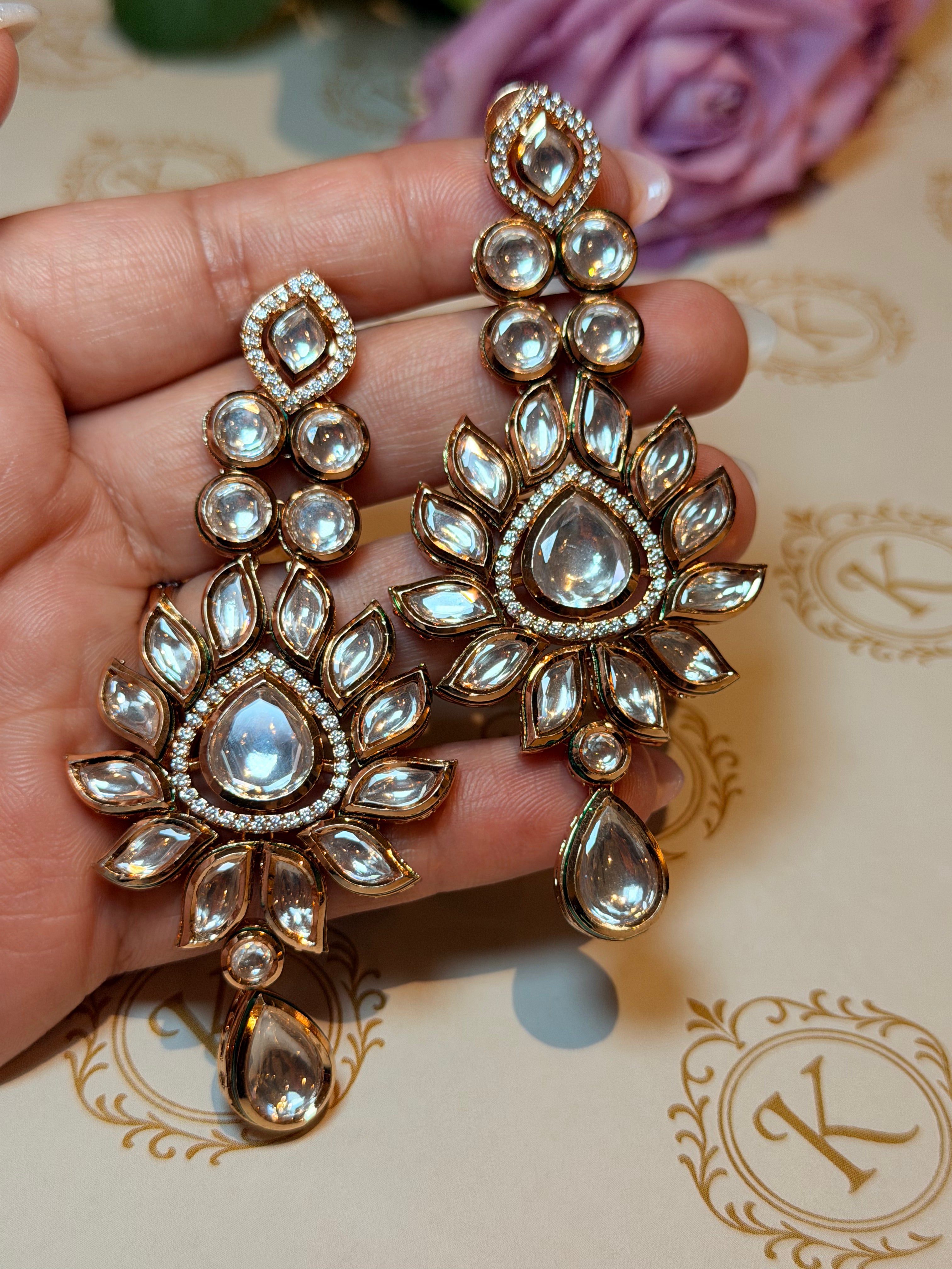 Noor Royale Kundan Chandbali earrings