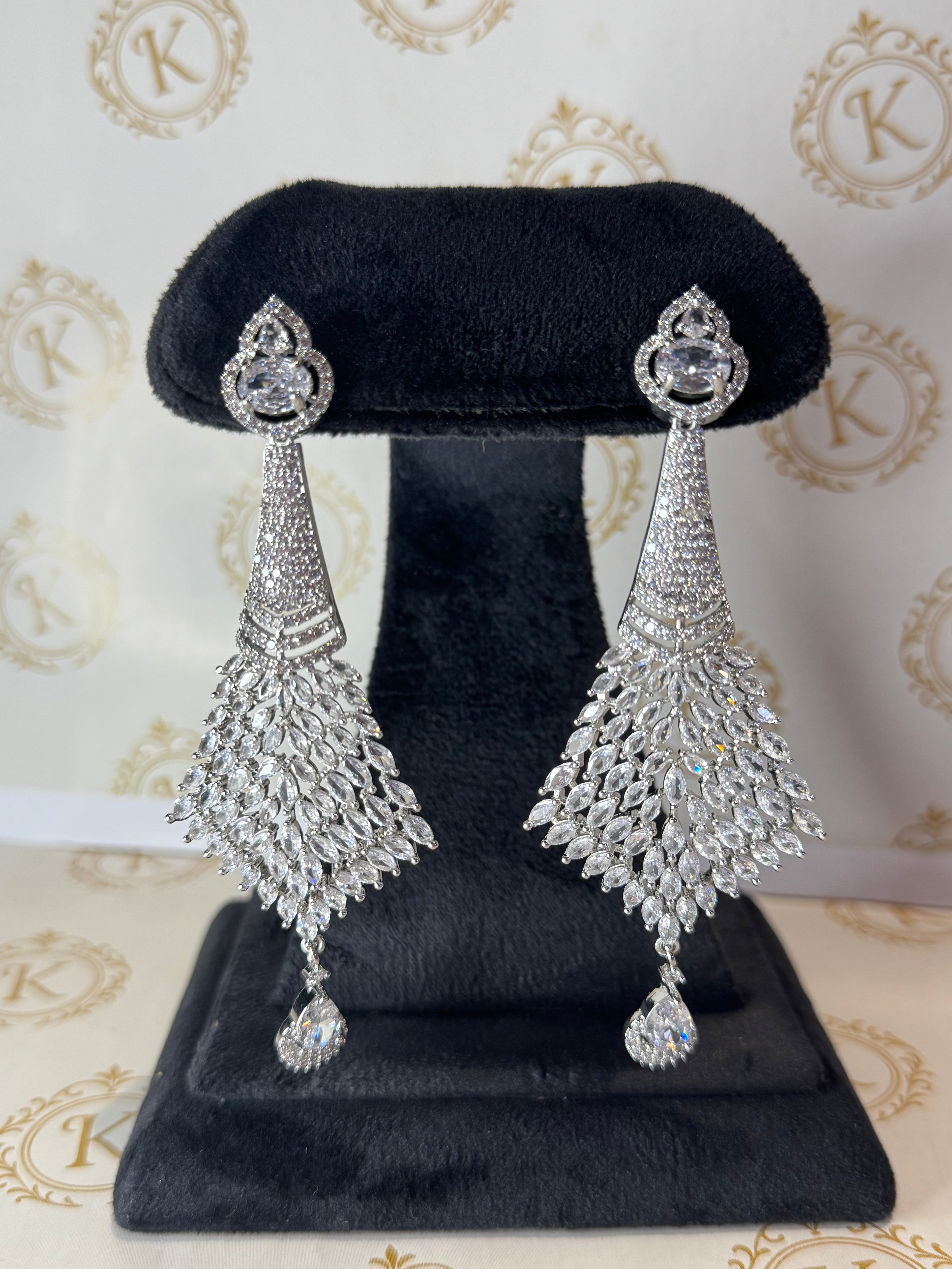 Silver Diamond cut danglers