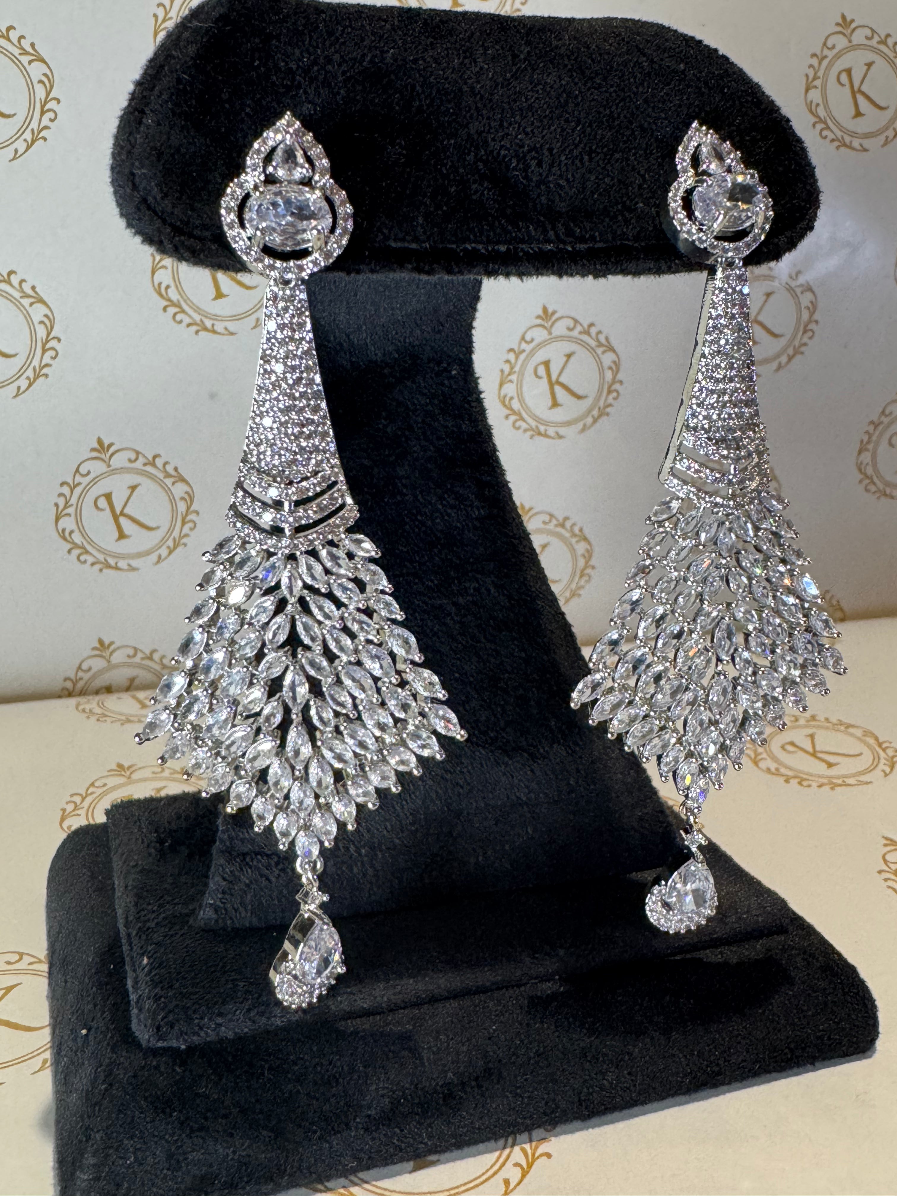 Silver Diamond cut danglers