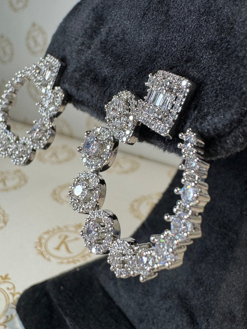 Round Cute Silver Diamond Earrings