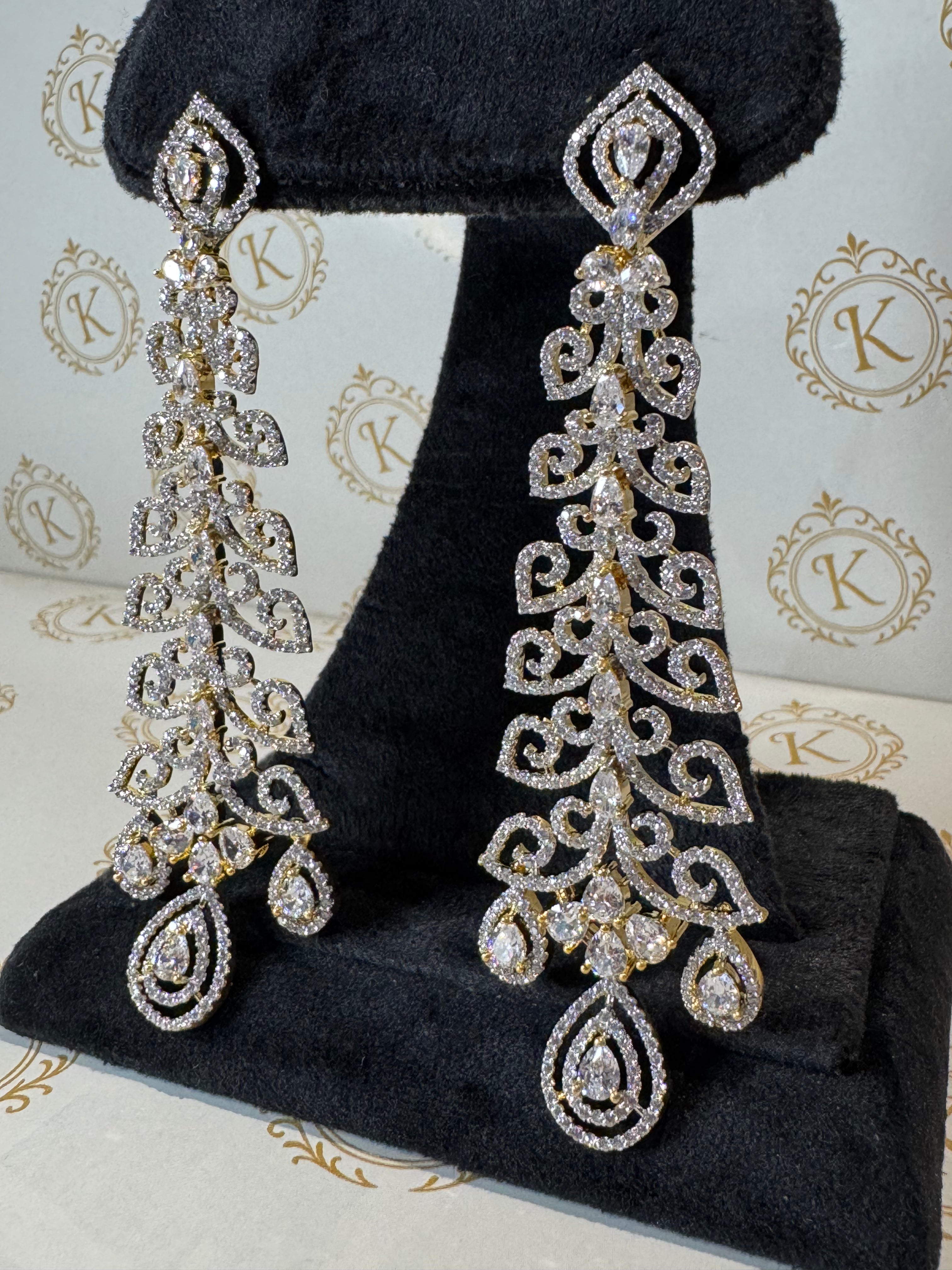 Gold Diamond Cute Dangler Earrings