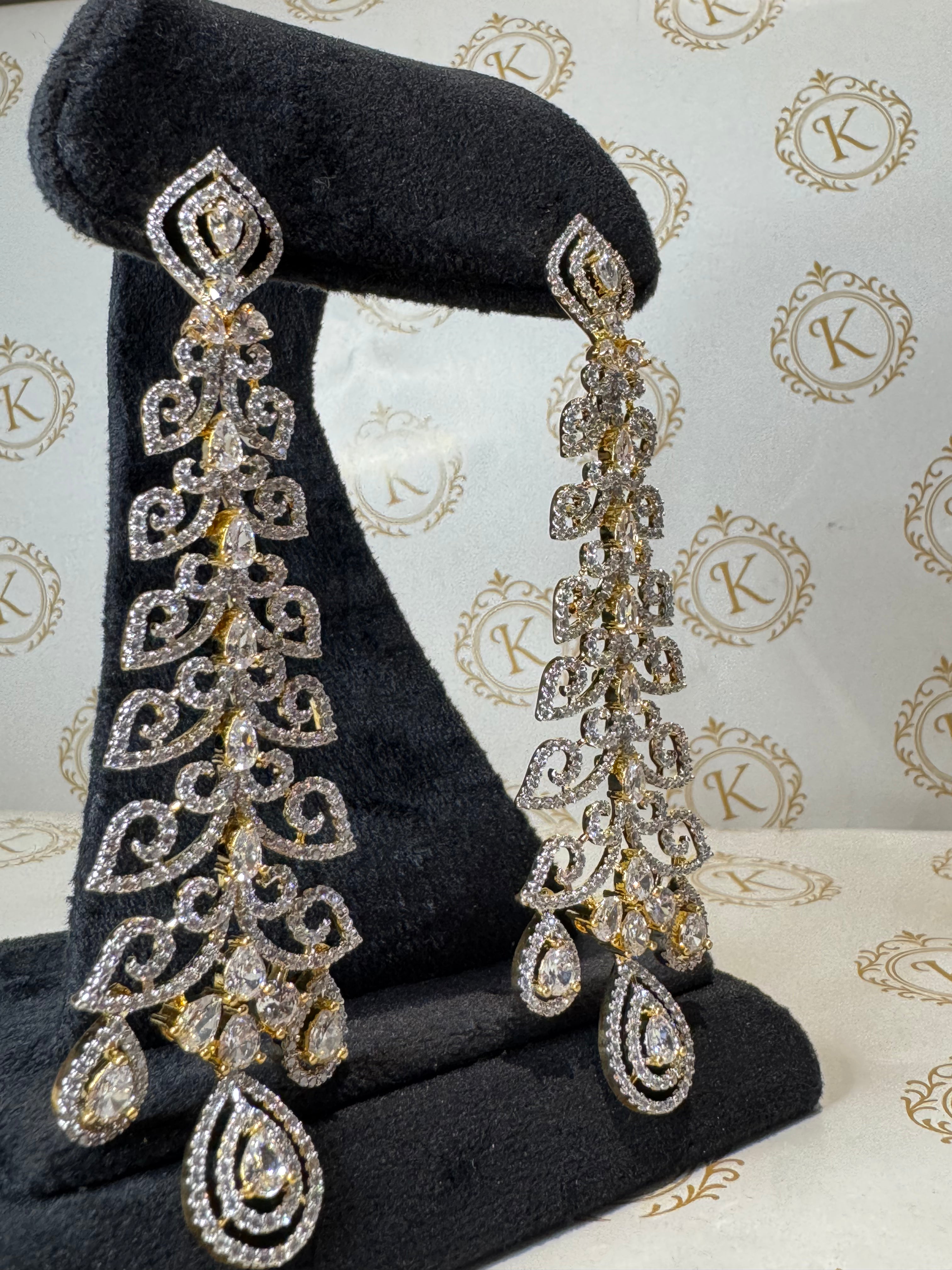 Gold Diamond Cute Dangler Earrings